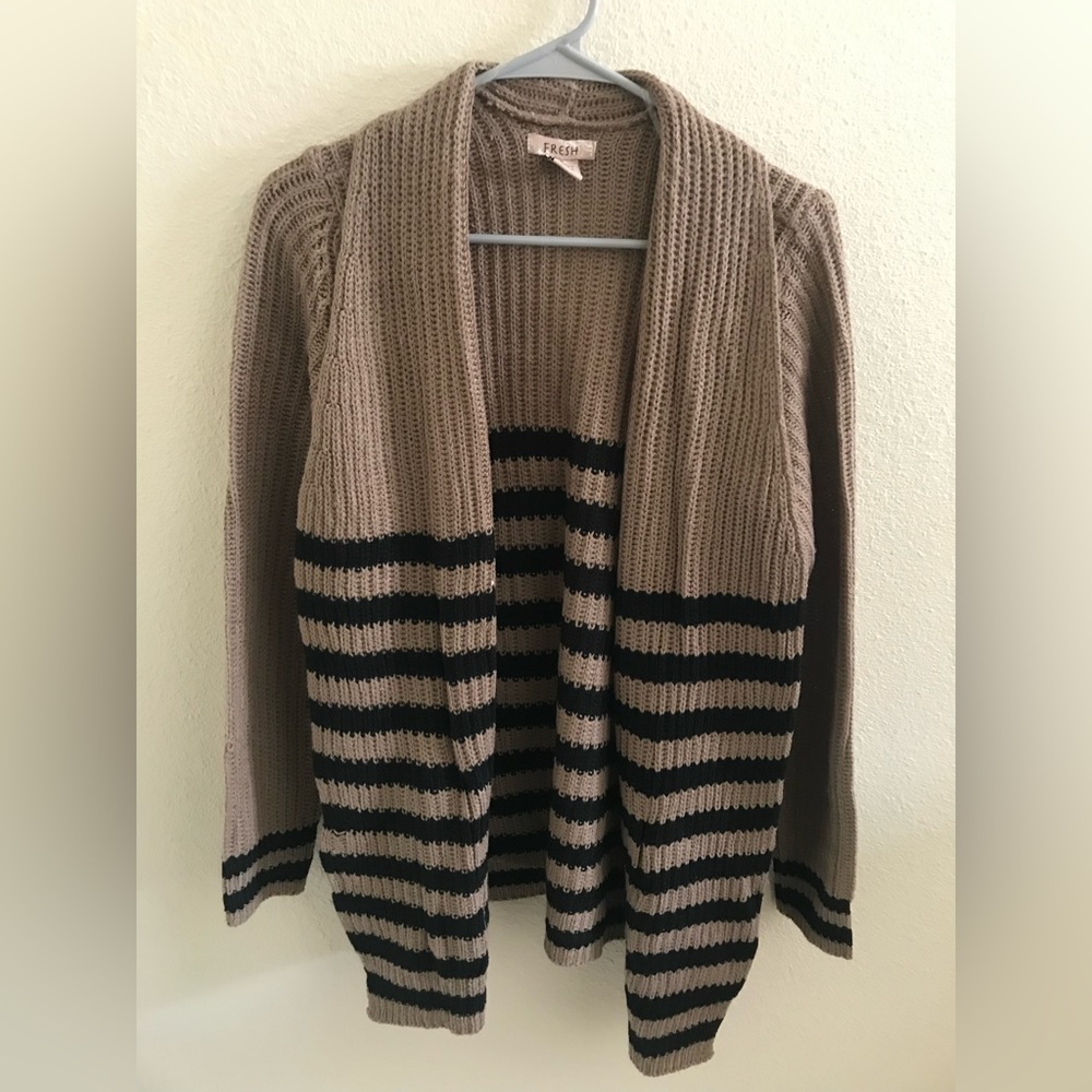 Fresh Brown and Black Striped Cardigan - Size Small